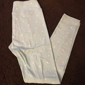 LuLaRoe mint green with white polka dot OS legging
